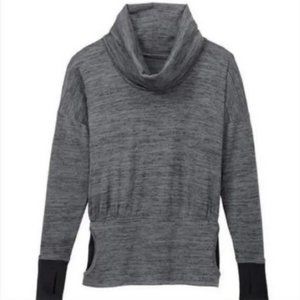ATHLETA Batwing and Robin Cowl Neck Sweatshirt Gray Black Medium
